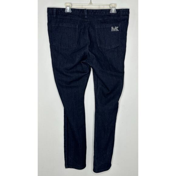 Michael Kors Women's Logo Jeans Size 14 Mid Rise Dark Wash - Picture 7 of 7